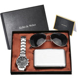 Kit Relógio Óculos e Carteira Masculina Alpha Antimagnetic