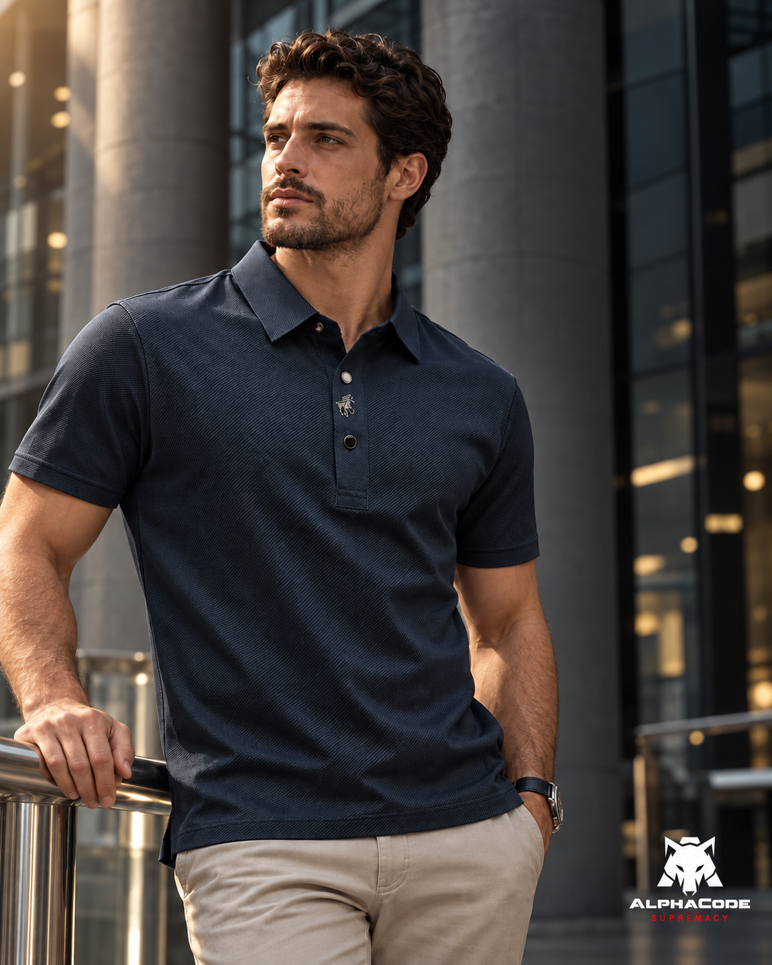 AlphaCode Supremacy — Polo Alpha Nartue azul, foto editorial