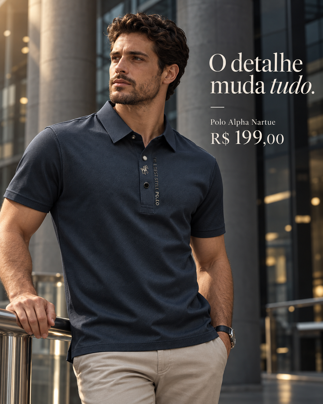 Polo Alpha Nartue — O detalhe muda tudo.