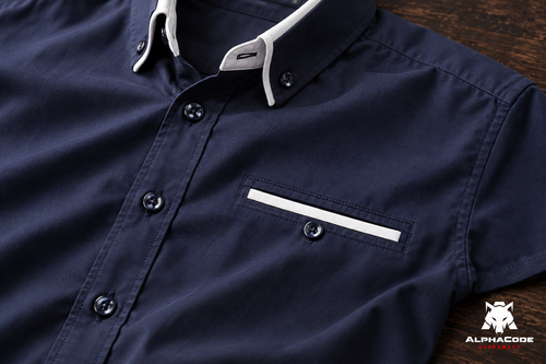 AlphaCode Riverside — detalhe do tecido, bolso e costura