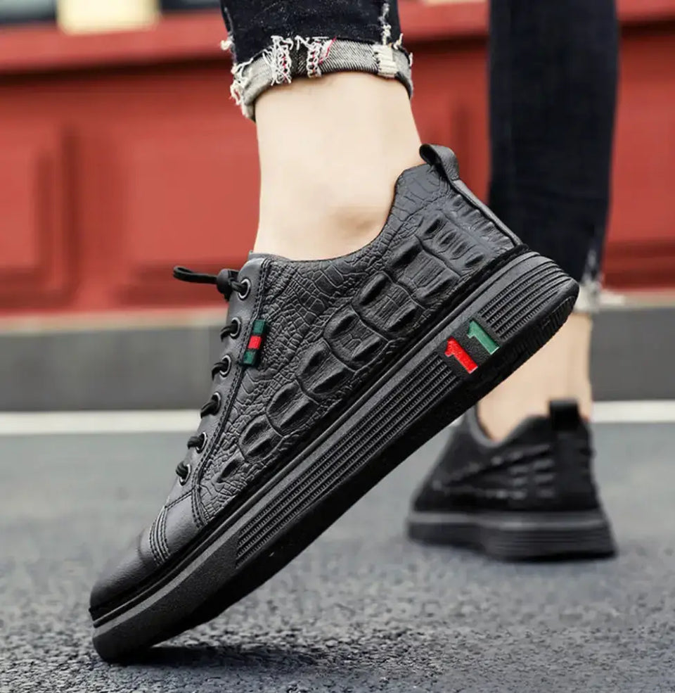 Sapatenis Alpha Black Crocodile Preto - AlphaCode
