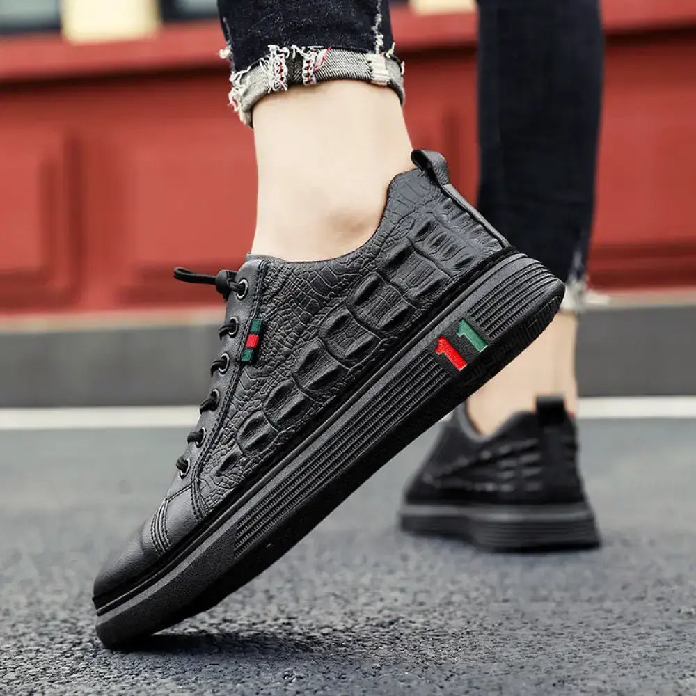 Sapatenis Alpha Black Crocodile Preto - AlphaCode