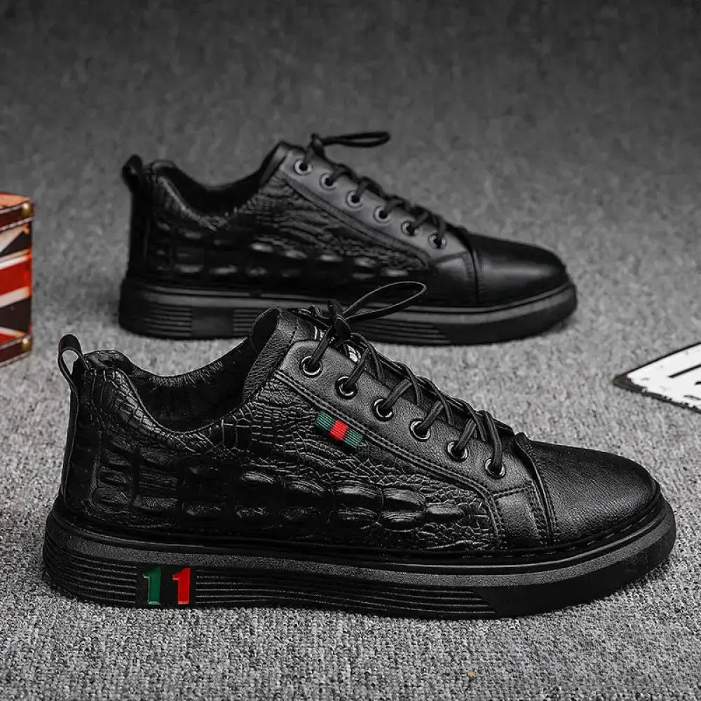 Sapatenis Alpha Black Crocodile Preto - AlphaCode