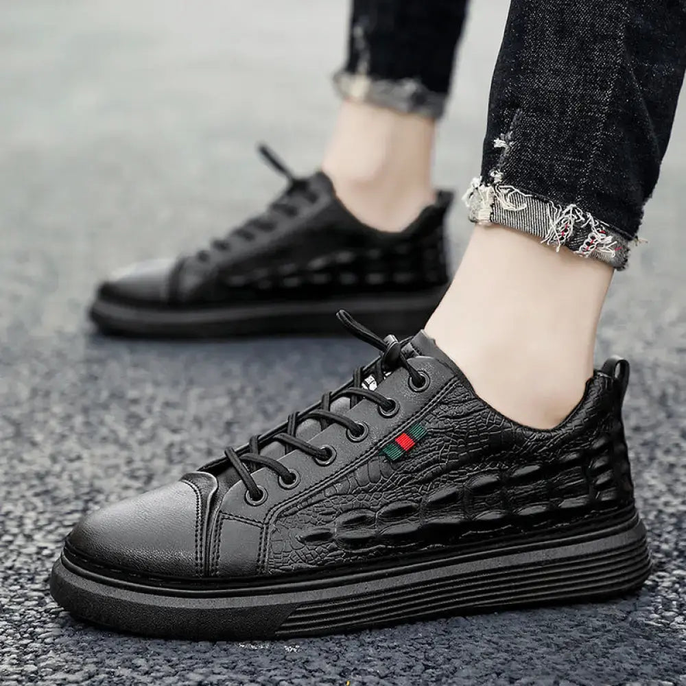 Sapatenis Alpha Black Crocodile Preto - AlphaCode