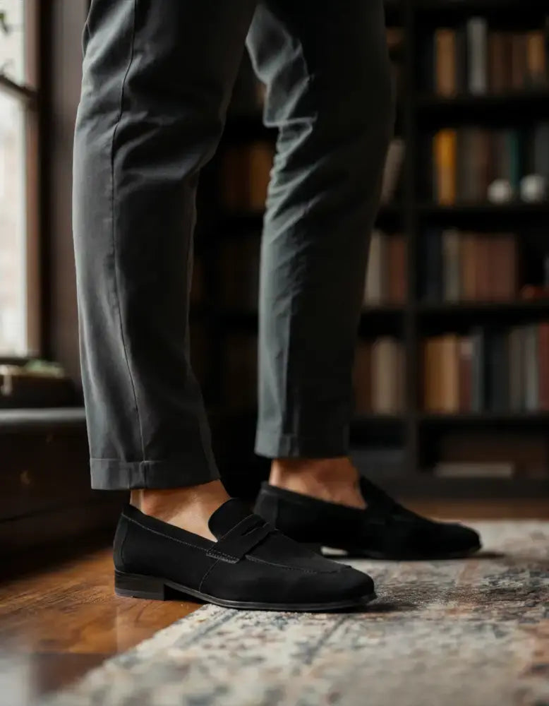 Sapato Alfa Old Money Suede Preto - AlphaCode