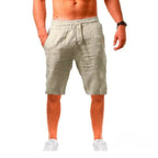 Short Alpha Masculino De Linho E Algodao Azul - AlphaCode