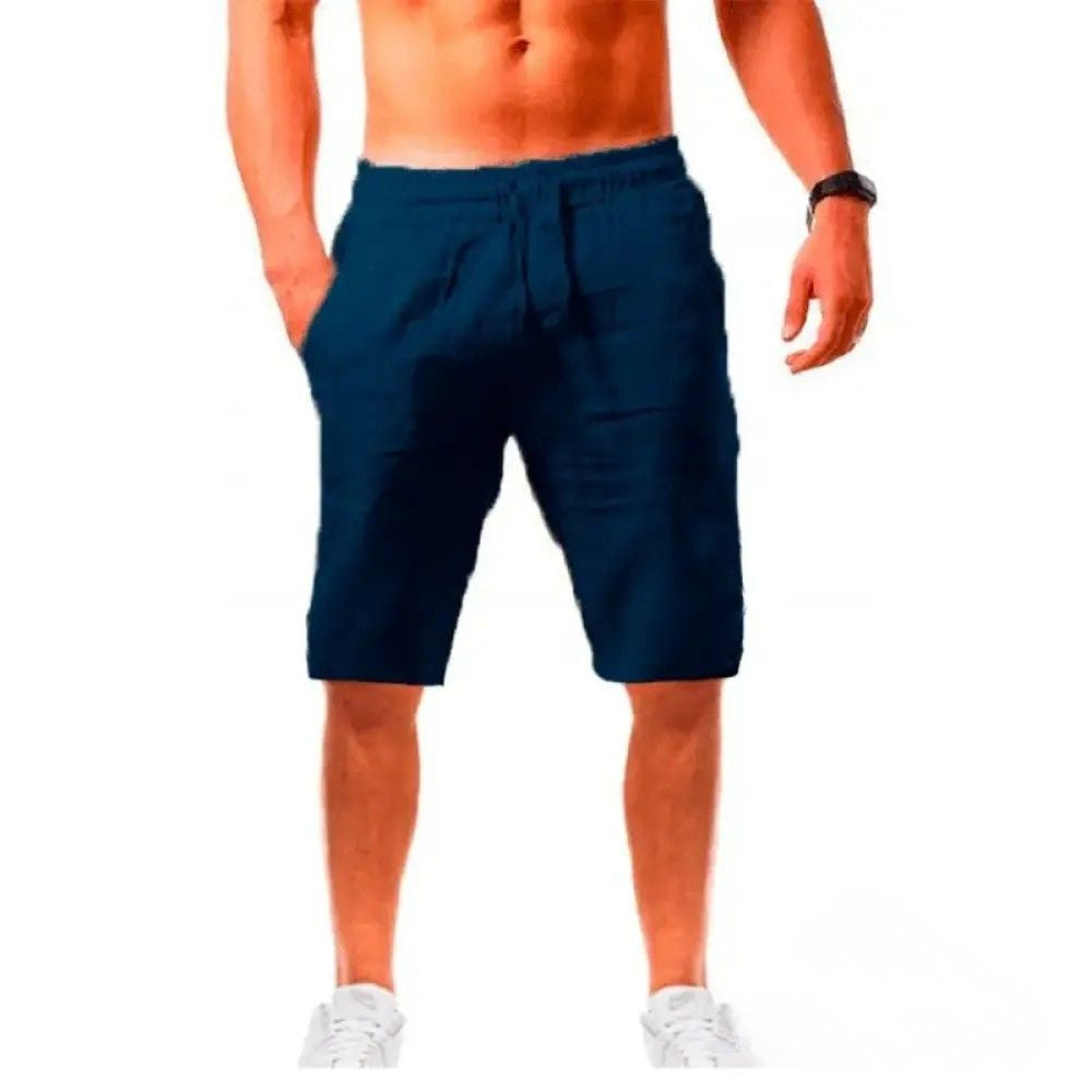Short Alpha Masculino De Linho E Algodao Caqui - AlphaCode