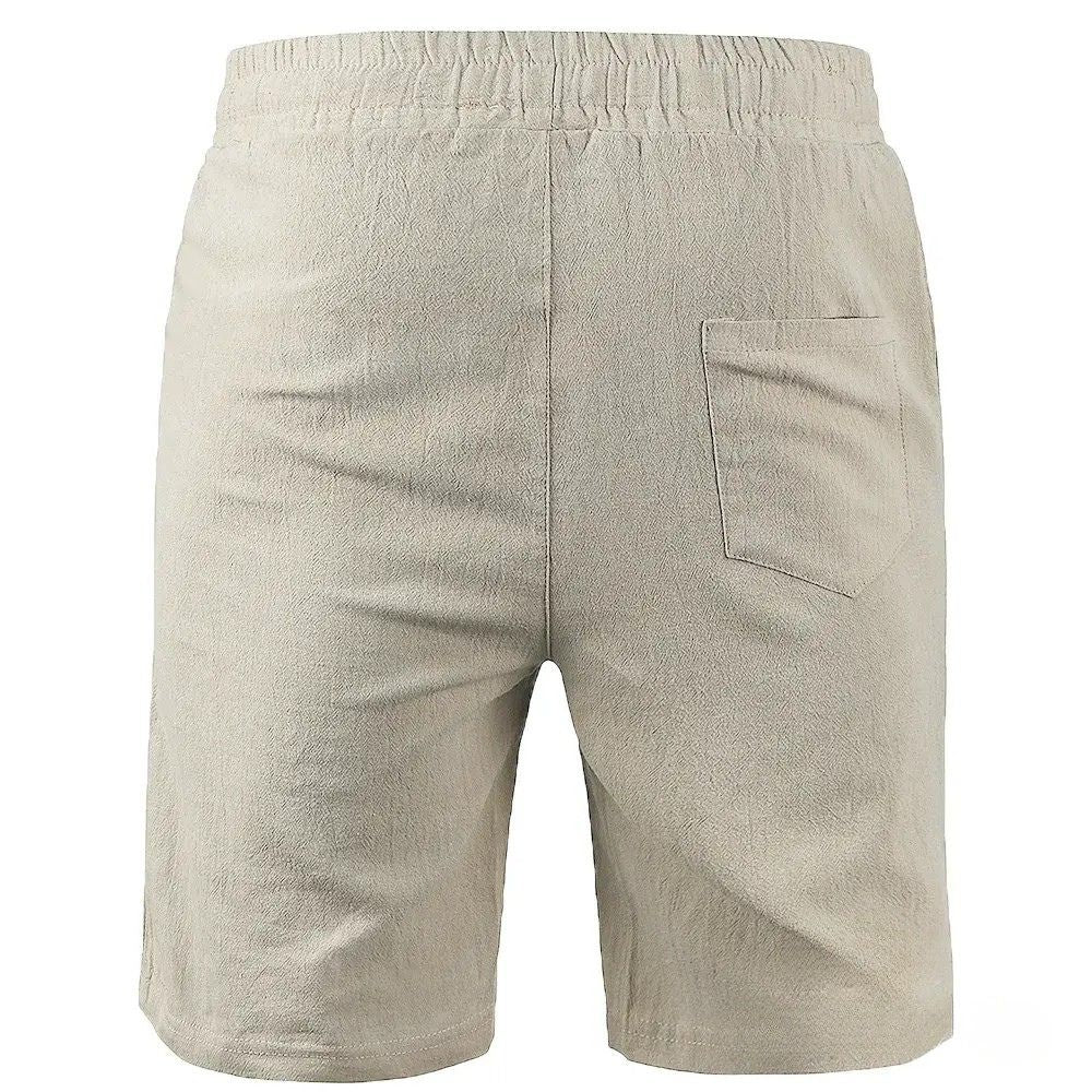 Short Alpha Masculino De Linho E Algodao Caqui - AlphaCode