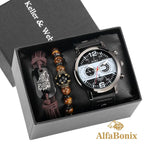 Kit Relógio mais Pulseira Masculina Alpha.