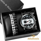 Kit Relógio mais Pulseira Masculina Alpha.