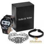 Kit Relógio mais Pulseira Masculina Alpha.